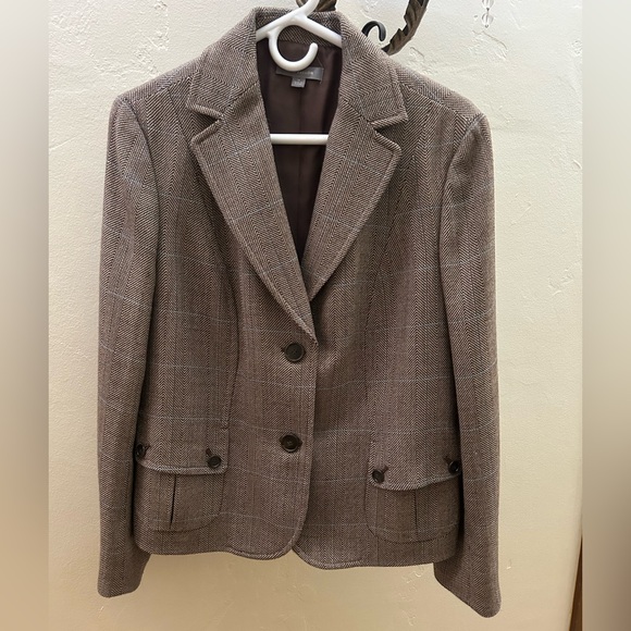 Ann Taylor Jackets & Blazers - Ann Taylor Taupe Plaid Blazer